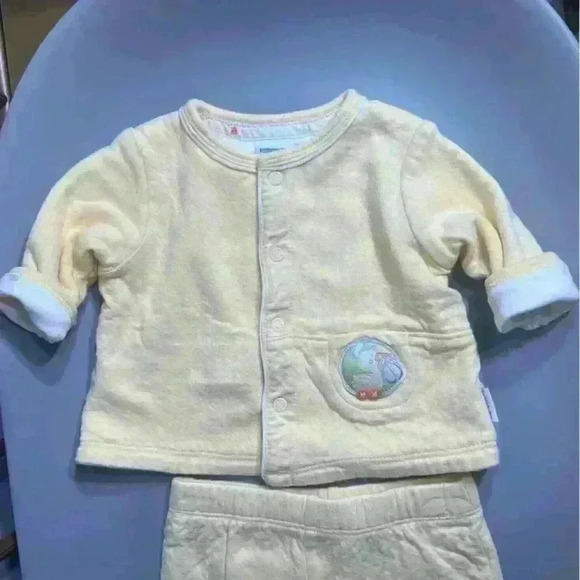 Vintage 100% cotton baby 2pc stork lil bundle embroidered quilted set no flaws - Picture 1 of 7